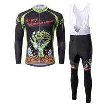 Load image into Gallery viewer, Thriller Rider Sports Bicycle Clothing Mens Cycling Jersey Long Sleeve and Bib Trousers Kit(Hey Guys! Put on Your Helmet!)