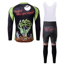 Load image into Gallery viewer, Thriller Rider Sports Bicycle Clothing Mens Cycling Jersey Long Sleeve and Bib Trousers Kit(Hey Guys! Put on Your Helmet!)