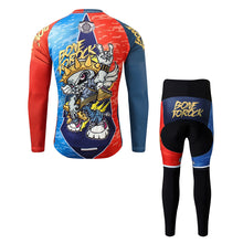 Carica l'immagine nel visualizzatore di Gallery, Thriller Rider Sports Abbigliamento per Biciclette Uomo Ciclismo Maglia e Pantaloni Lungo Combinazione(Bone to Rock)