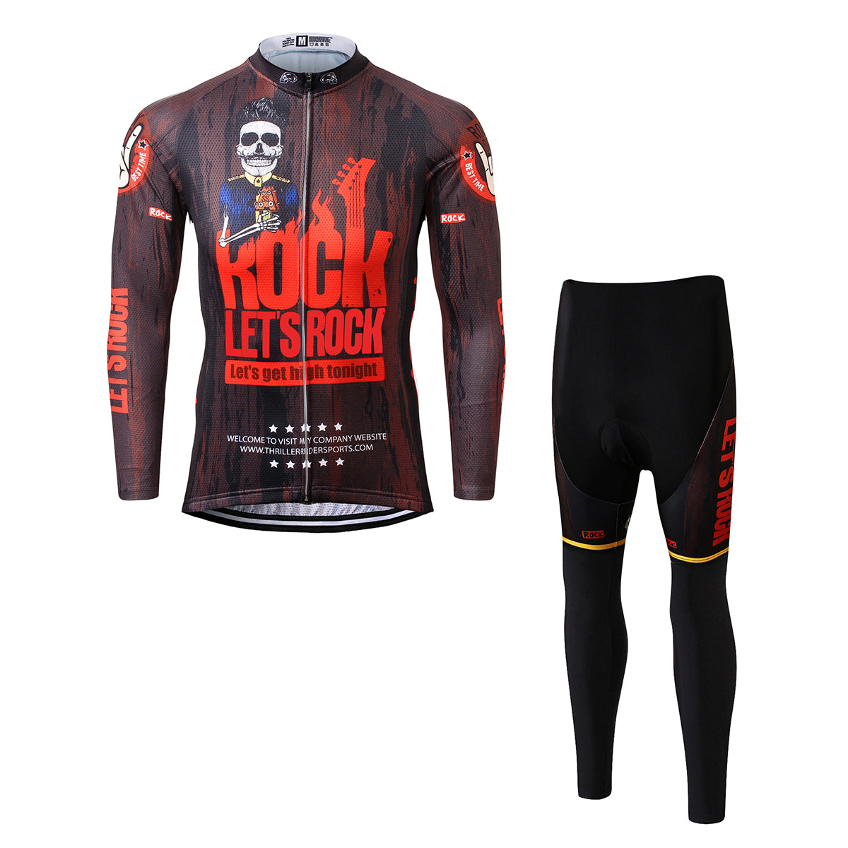 Thriller Rider Sports Fahrradbekleidung Herren Fahrradtrikots Radtrikots Langärmlig und Lange Hosen Anzug(Let's Rock)