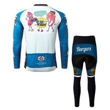 Carica l'immagine nel visualizzatore di Gallery, Thriller Rider Sports Abbigliamento per Biciclette Uomo Ciclismo Maglia e Pantaloni Lungo Combinazione(The Burgers)