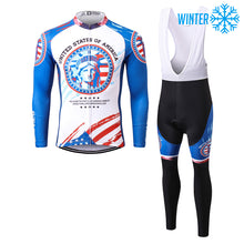 Lade das Bild in den Galerie-Viewer, Thriller Rider Sports Fahrradbekleidung Herren Fahrradtrikots Radtrikots und Lange Trägerhose Anzug Winter/Thermo(United States of America)