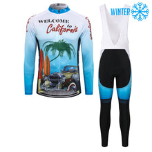 Carica l'immagine nel visualizzatore di Gallery, Thriller Rider Sports Abbigliamento per Biciclette Uomo Ciclismo Giacche e Calzamaglia con Bretelle Termico/Inverno Combinazione(Welcome to California)