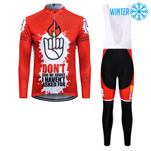 Lade das Bild in den Galerie-Viewer, Thriller Rider Sports Fahrradbekleidung Herren Fahrradtrikots Radtrikots und Lange Trägerhose Anzug Winter/Thermo(Don't Give Me Advice)