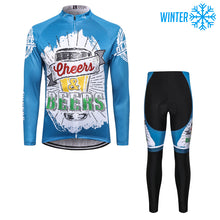 Lade das Bild in den Galerie-Viewer, Thriller Rider Sports Fahrradbekleidung Herren Fahrradjacken Radjacken und Lange Hosen Anzug Winter/Thermo(Cheers & Beers)