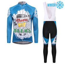 Carica l'immagine nel visualizzatore di Gallery, Thriller Rider Sports Abbigliamento per Biciclette Uomo Ciclismo Giacche e Calzamaglia con Bretelle Termico/Inverno Combinazione(Cheers & Beers)