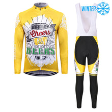 Cargar imagen en el visor de la galería, Thriller Rider Sports Ropa de Bicicleta Hombre Ciclismo Chaquetas y Culotte Largo con Tirantes Invierno/Térmico Traje(Cheers & Beers)