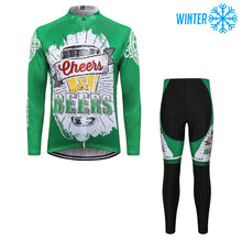 Carica l'immagine nel visualizzatore di Gallery, Thriller Rider Sports Abbigliamento per Biciclette Uomo Ciclismo Giacche e Calzamaglia Lungo Termico/Inverno Combinazione(Cheers & Beers)