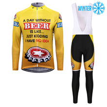 Lade das Bild in den Galerie-Viewer, Thriller Rider Sports Fahrradbekleidung Herren Fahrradtrikots Radtrikots und Lange Trägerhose Anzug Winter/Thermo(Beer Cap)