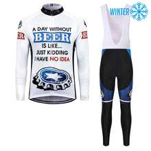 Lade das Bild in den Galerie-Viewer, Thriller Rider Sports Fahrradbekleidung Herren Fahrradtrikots Radtrikots und Lange Trägerhose Anzug Winter/Thermo(Beer Cap)