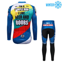 Lade das Bild in den Galerie-Viewer, Thriller Rider Sports Fahrradbekleidung Herren Fahrradjacken Radjacken und Lange Hosen Anzug Winter/Thermo(I'm a Simple Man)