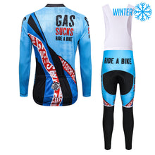 Cargar imagen en el visor de la galería, Thriller Rider Sports Ropa de Bicicleta Hombre Ciclismo Chaquetas y Culotte Largo con Tirantes Invierno/Térmico Traje(Gas Sucks Ride a Bike)
