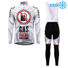Load image into Gallery viewer, Thriller Rider Sports Bicycle Clothing Mens Cycling Jackets and Bib Tights Winter Kit(Gas Sucks Ride a Bike)