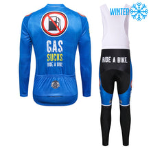 Load image into Gallery viewer, Thriller Rider Sports Bicycle Clothing Mens Cycling Jackets and Bib Tights Winter Kit(Gas Sucks Ride a Bike)