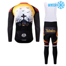 Lade das Bild in den Galerie-Viewer, Thriller Rider Sports Fahrradbekleidung Herren Fahrradtrikots Radtrikots und Lange Trägerhose Anzug Winter/Thermo(Ghost Castle)