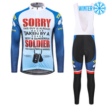 Lade das Bild in den Galerie-Viewer, Thriller Rider Sports Fahrradbekleidung Herren Fahrradtrikots Radtrikots und Lange Trägerhose Anzug Winter/Thermo(You Have Been Warned)