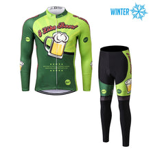 Lade das Bild in den Galerie-Viewer, Thriller Rider Sports Fahrradbekleidung Herren Fahrradjacken Radjacken und Lange Hosen Anzug Winter/Thermo(I Like Beer)