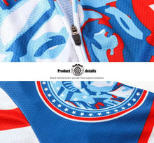 Lade das Bild in den Galerie-Viewer, Thriller Rider Sports Fahrradbekleidung Herren Fahrradtrikots Radtrikots und Lange Trägerhose Anzug Winter/Thermo(USA Flag)