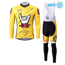 Carica l'immagine nel visualizzatore di Gallery, Thriller Rider Sports Abbigliamento per Biciclette Uomo Ciclismo Giacche e Calzamaglia con Bretelle Termico/Inverno Combinazione(Aloha)