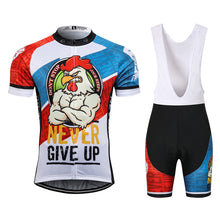 Cargar imagen en el visor de la galería, Thriller Rider Sports Ropa de Bicicleta Hombre Ciclismo Maillots y Culotte Corto con Tirantes Traje(Never Give Up)