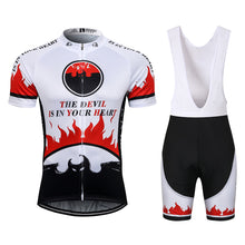 Load image into Gallery viewer, Thriller Rider Sports Bicycle Clothing Mens Cycling Jersey Short Sleeve and Bib Shorts Kit(The Devil is in Your Heart)