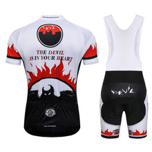 Load image into Gallery viewer, Thriller Rider Sports Bicycle Clothing Mens Cycling Jersey Short Sleeve and Bib Shorts Kit(The Devil is in Your Heart)