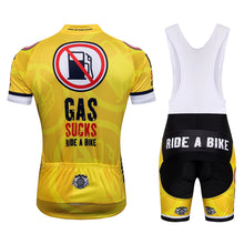 Cargar imagen en el visor de la galería, Thriller Rider Sports Ropa de Bicicleta Hombre Ciclismo Maillots y Culotte Corto con Tirantes Traje(Gas Sucks Ride a Bike)