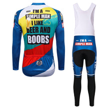 Load image into Gallery viewer, Thriller Rider Sports Bicycle Clothing Mens Cycling Jersey Long Sleeve and Bib Trousers Kit(I'm a Simple Man)