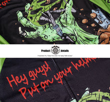 Lade das Bild in den Galerie-Viewer, Thriller Rider Sports Fahrradbekleidung Herren Fahrradtrikots Radtrikots Kurzärmlig(Hey Guys! Put on Your Helmet!)