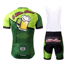 Lade das Bild in den Galerie-Viewer, Thriller Rider Sports Fahrradbekleidung Herren Fahrradtrikots Radtrikots und Trägerhose Anzug(I Like Beer)