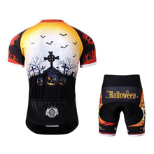 Carica l'immagine nel visualizzatore di Gallery, Thriller Rider Sports Abbigliamento per Biciclette Uomo Ciclismo Maglie e Pantaloncini Combinazione(Ghost Castle)