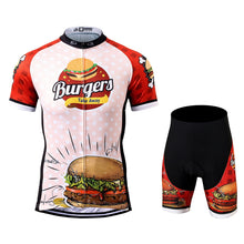 Load image into Gallery viewer, Thriller Rider Sports Bicycle Clothing Mens Cycling Jersey Short Sleeve and Shorts Kit(The Burgers)