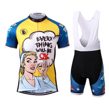 Load image into Gallery viewer, Thriller Rider Sports Bicycle Clothing Mens Cycling Jersey Short Sleeve and Bib Shorts Kit(Everything Will Be OK)