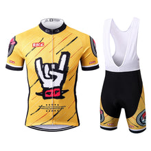 Carica l'immagine nel visualizzatore di Gallery, Thriller Rider Sports Abbigliamento per Biciclette Uomo Ciclismo Maglie e Pantaloncino con Bretelle Combinazione(Rock)