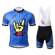 Cargar imagen en el visor de la galería, Thriller Rider Sports Ropa de Bicicleta Hombre Ciclismo Maillots y Culotte Corto con Tirantes Traje(Rock)