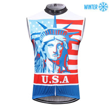 Cargar imagen en el visor de la galería, Thriller Rider Sports Ropa de Bicicleta Hombre Ciclismo Chalecos Sin Mangas Invierno/Térmico(USA Flag)