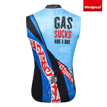 Cargar imagen en el visor de la galería, Thriller Rider Sports Ropa de Bicicleta Hombre Ciclismo Chalecos Sin Mangas Cortavientos(Gas Sucks Ride a Bike)