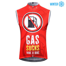 Cargar imagen en el visor de la galería, Thriller Rider Sports Ropa de Bicicleta Hombre Ciclismo Chalecos Sin Mangas Invierno/Térmico(Gas Sucks Ride a Bike)