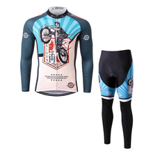 Load image into Gallery viewer, Thriller Rider Sports Bicycle Clothing Mens Cycling Jersey Long Sleeve and Trousers Kit(Feel in Your Wheels)
