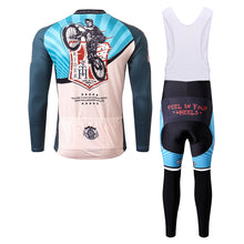 Load image into Gallery viewer, Thriller Rider Sports Bicycle Clothing Mens Cycling Jersey Long Sleeve and Bib Trousers Kit(Feel in Your Wheels)
