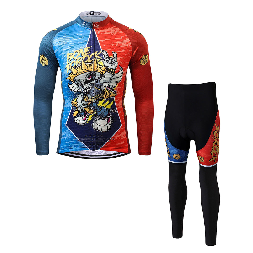 Thriller Rider Sports Bicycle Clothing Mens Cycling Jersey Long Sleeve and Trousers Kit(Bone to Rock)