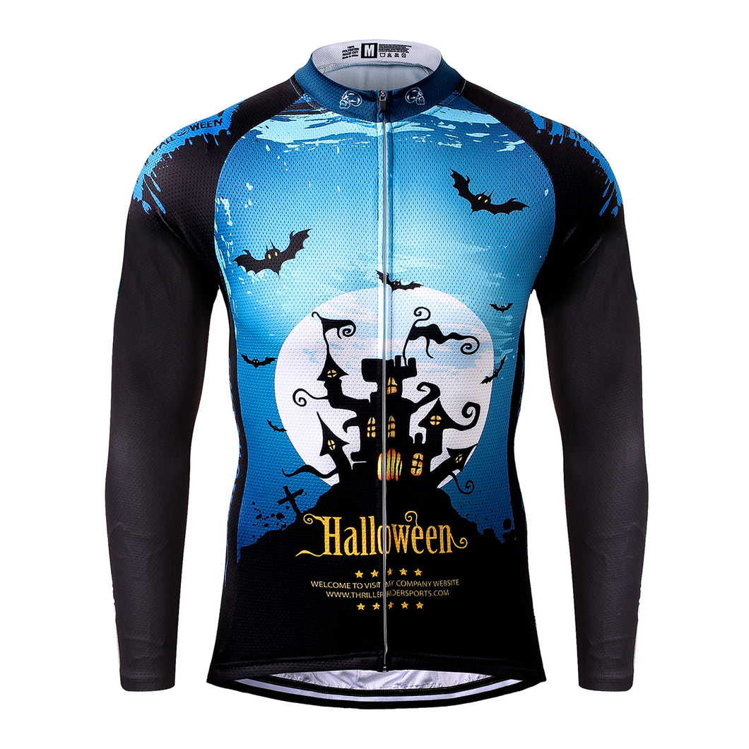 Thriller Rider Sports Bicycle Clothing Mens Cycling Jersey Long Sleeve(Ghost Castle)