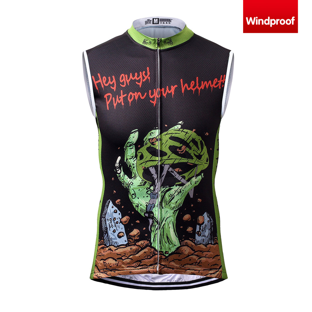 Thriller Rider Sports Vêtements de Vélo Homme Cyclisme Gilets Sans Manche Coupe-vent(Hey Guys! Put on Your Helmet!)