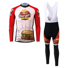 Load image into Gallery viewer, Thriller Rider Sports Bicycle Clothing Mens Cycling Jersey Long Sleeve and Bib Trousers Kit(The Burgers)
