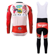 Load image into Gallery viewer, Thriller Rider Sports Bicycle Clothing Mens Cycling Jersey Long Sleeve and Bib Trousers Kit(The Burgers)
