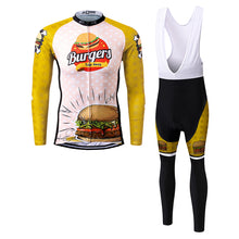 Load image into Gallery viewer, Thriller Rider Sports Bicycle Clothing Mens Cycling Jersey Long Sleeve and Bib Trousers Kit(The Burgers)
