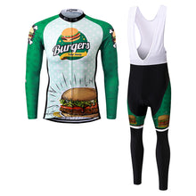 Load image into Gallery viewer, Thriller Rider Sports Bicycle Clothing Mens Cycling Jersey Long Sleeve and Bib Trousers Kit(The Burgers)
