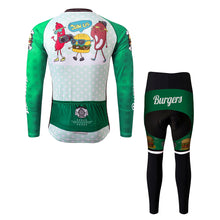 Load image into Gallery viewer, Thriller Rider Sports Bicycle Clothing Mens Cycling Jersey Long Sleeve and Trousers Kit(The Burgers)
