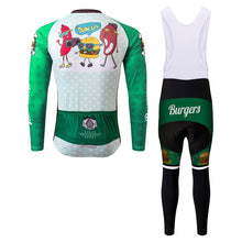 Load image into Gallery viewer, Thriller Rider Sports Bicycle Clothing Mens Cycling Jersey Long Sleeve and Bib Trousers Kit(The Burgers)
