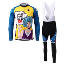 Load image into Gallery viewer, Thriller Rider Sports Bicycle Clothing Mens Cycling Jersey Long Sleeve and Bib Trousers Kit(Everything Will Be OK)
